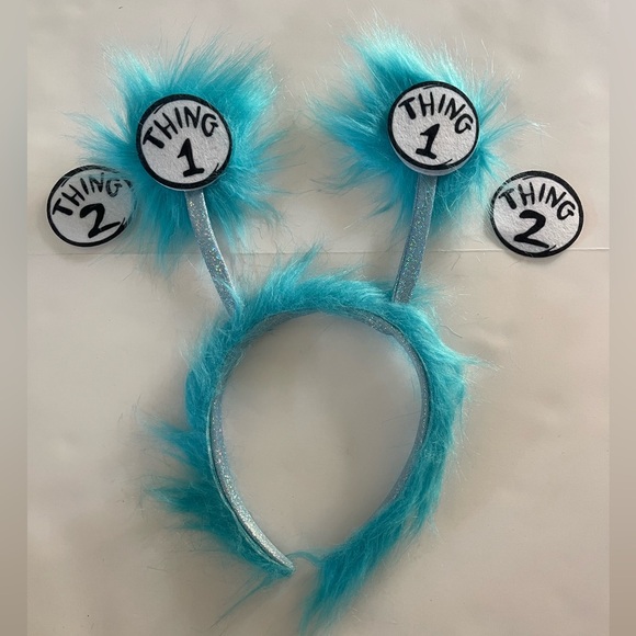 Dr. Seuss thing 1/2 dress, headband, tshirt and leggings costume size Large - Picture 8 of 12